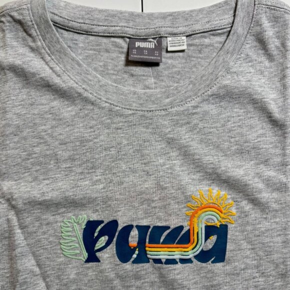 Puma Womens XS Radiant Graphic Cotton T-Shirt Gray Short Sleeve Tee NWT Sporty - Picture 5 of 8